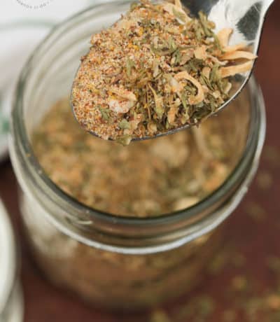 closeup of dry Italian Dressing Mix on a spoon