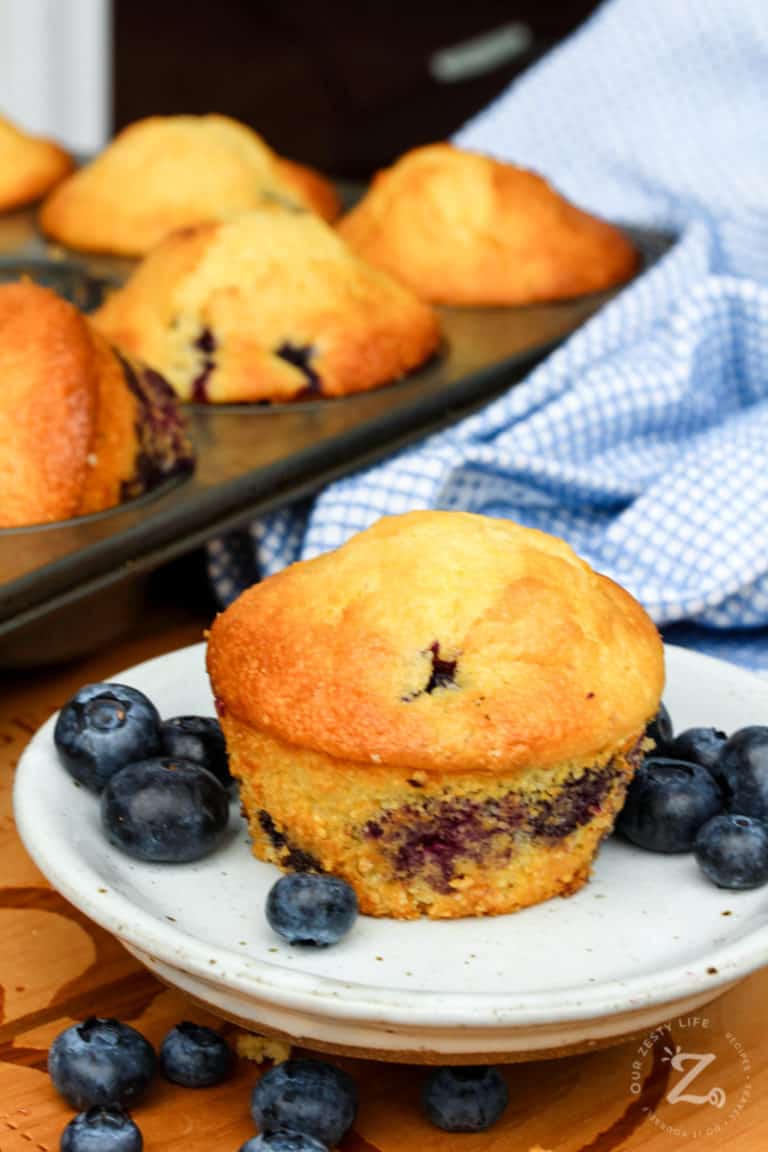 Blueberry Corn Muffins [Easy, with Jiffy Corn Muffin Mix] - Our Zesty Life