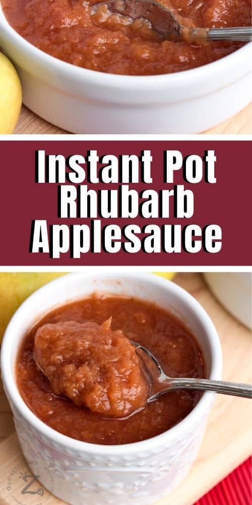Close up of Instant Pot rhubarb applesauce in 2 white bowls