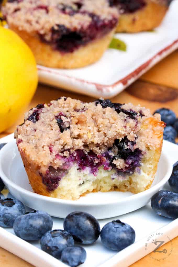 Blueberry Muffins With Crumb Topping [Blueberry Buckle] Our Zesty Life