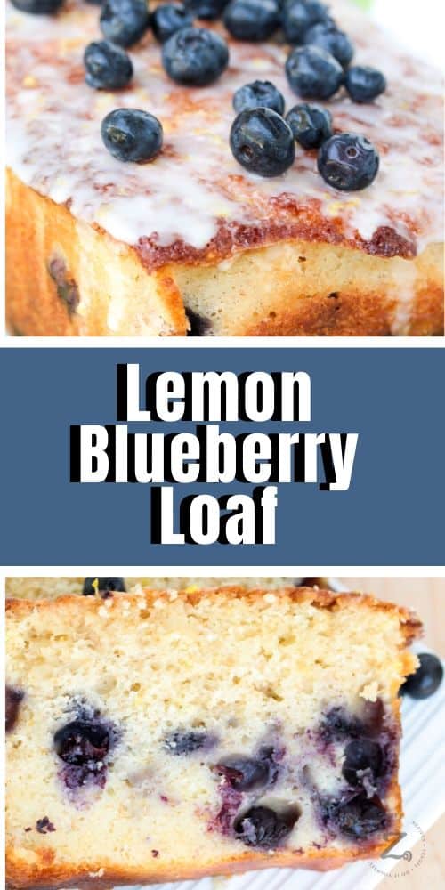 a loaf and slice of lemon blueberry bread