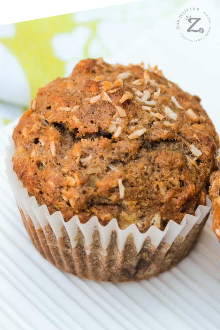 Banana Coconut Muffins with Pineapple! - Our Zesty Life