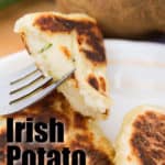 Irish potato pancakes on a white plate with parsley