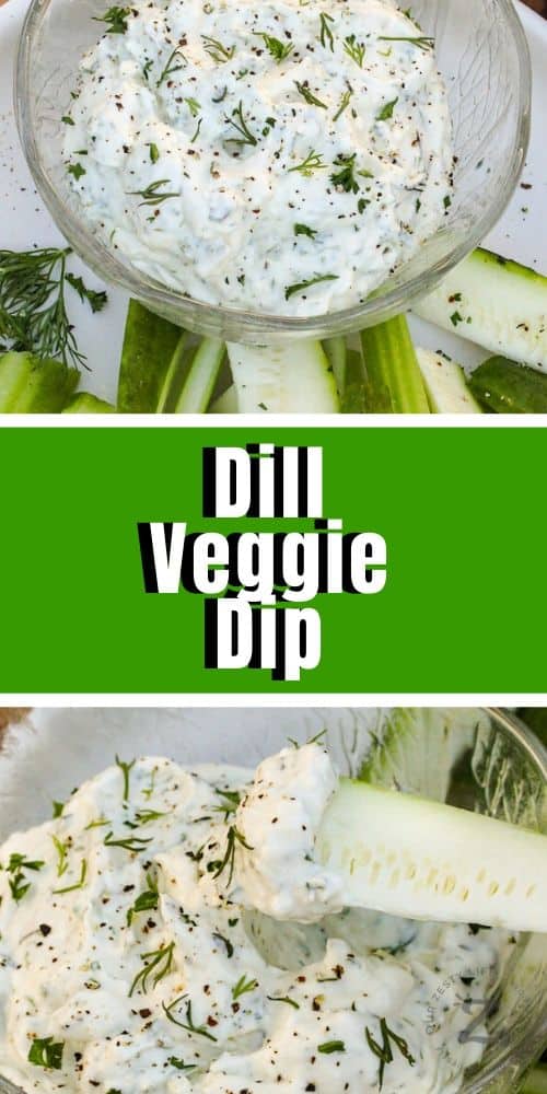 a clear bowl of dill veggie dip, veggie dip with a zucchini dipper