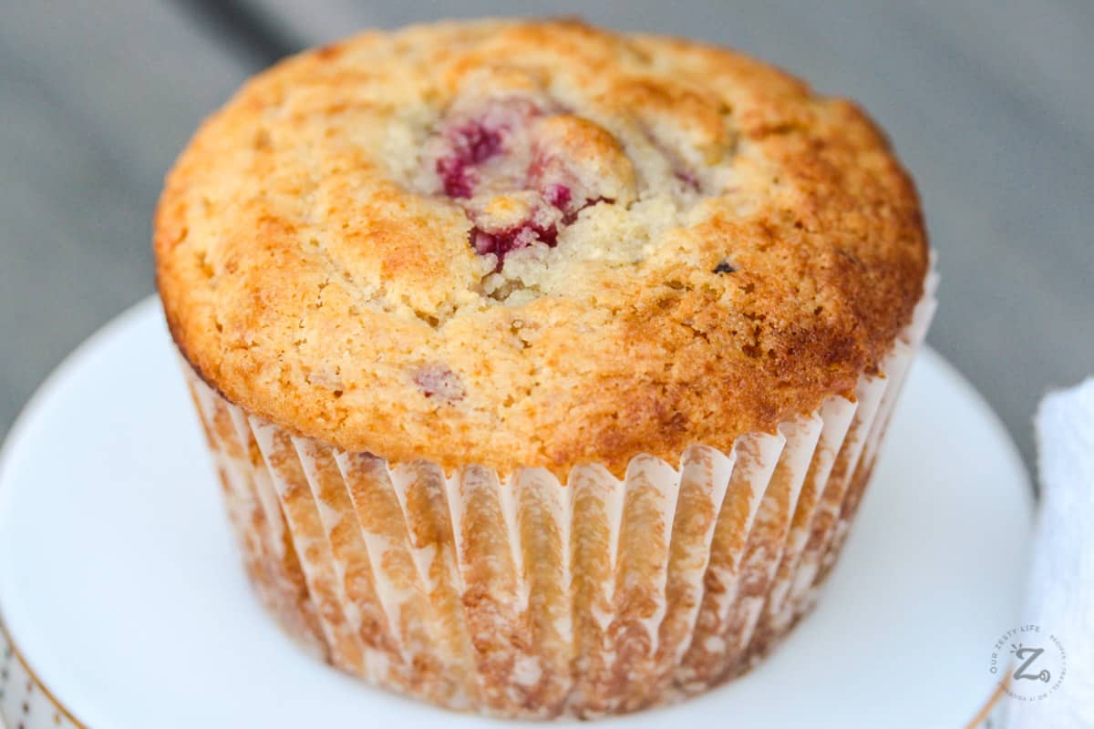 Raspberry Muffin on a white plate