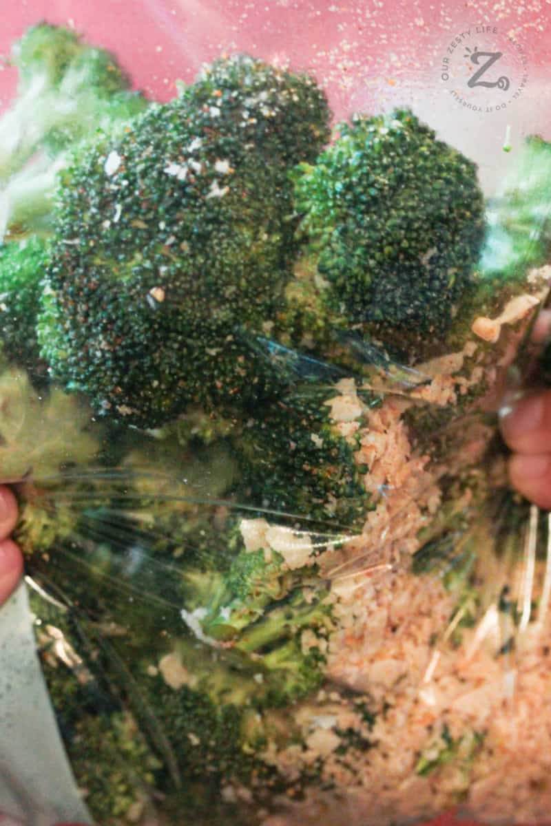 broccoli and cheese mixture in a bag