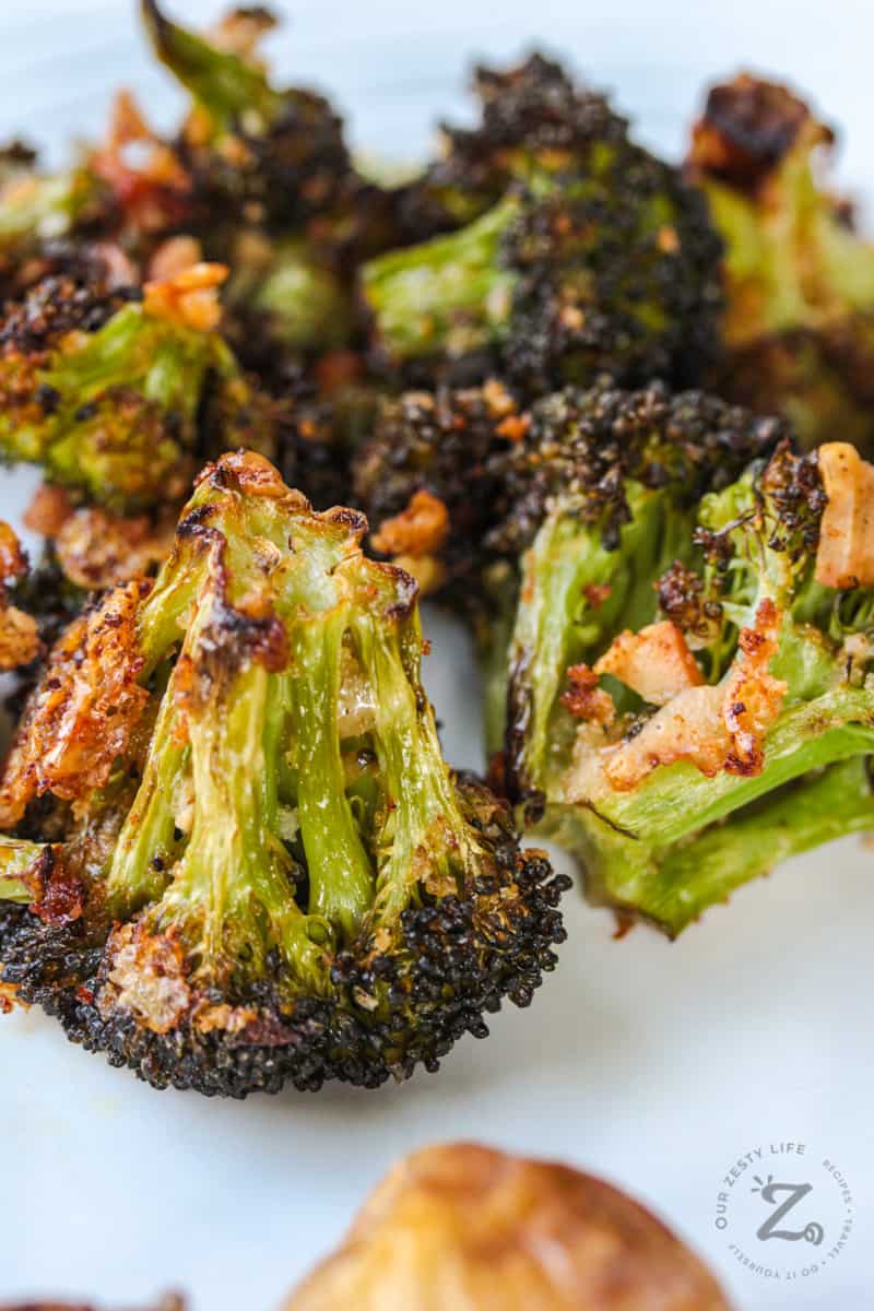 Parmesan Roasted Broccoli on a plate