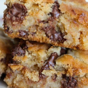 Peanut Butter Chocolate Chip Bars on a plate
