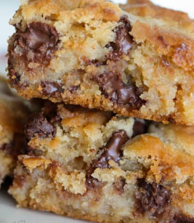 Peanut Butter Chocolate Chip Bars on a plate