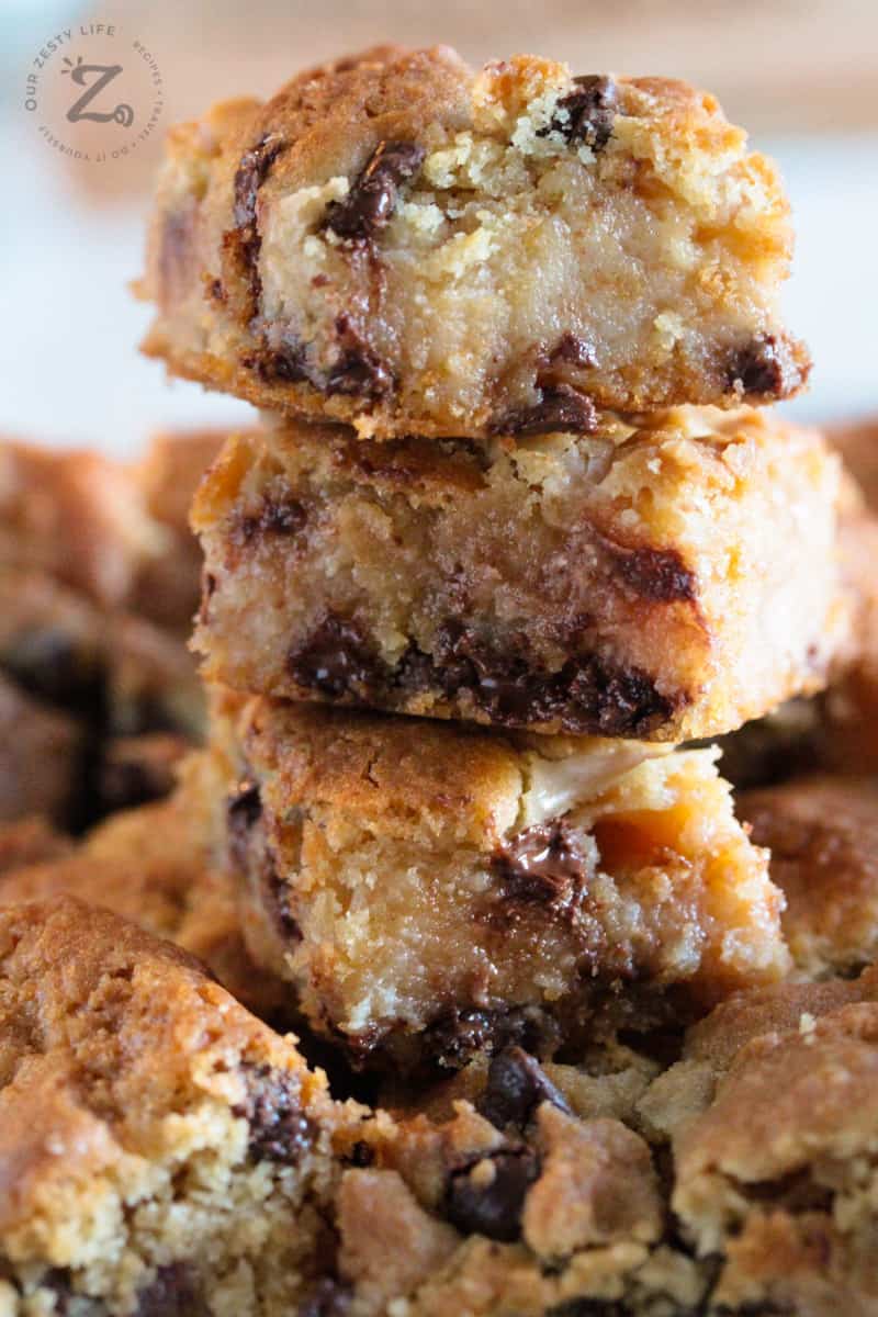 Stack of Peanut Butter Chocolate Chip Bars