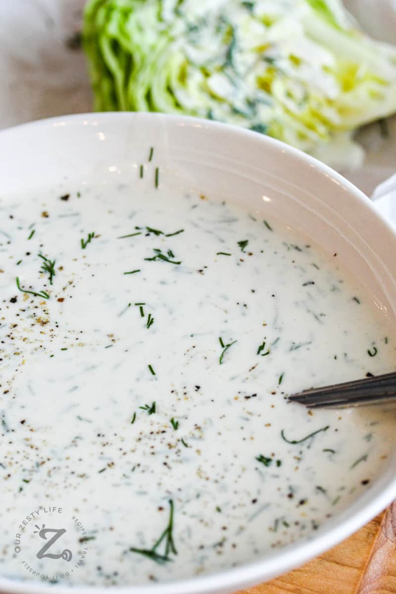 close up of Dill Dressing in a bowl