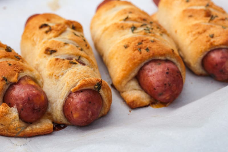 row of cooked Sausage Crescent Rolls