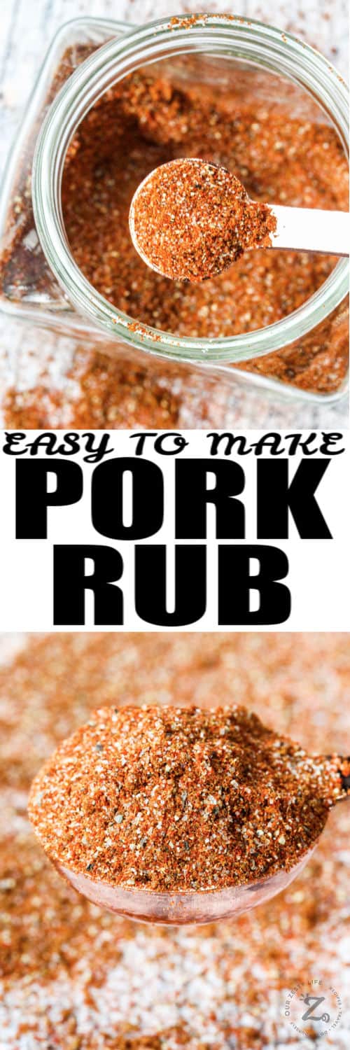 Pork Rub close ups with a title