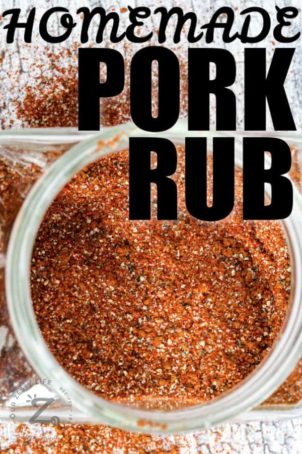 Pork Rub in a jar with writing
