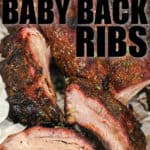 Smoked Baby Back Ribs with writing