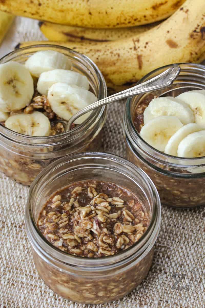Banana Overnight Oats Recipe in jars