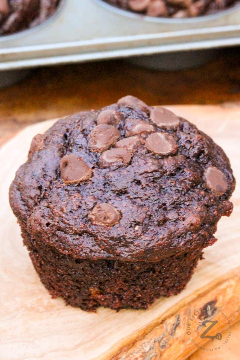 close up of a Chocolate Zucchini Muffin