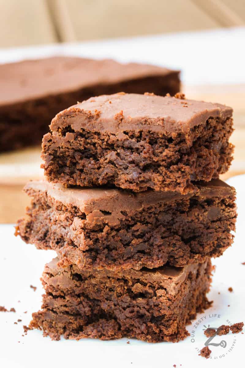 stacked Cocoa Powder Brownies