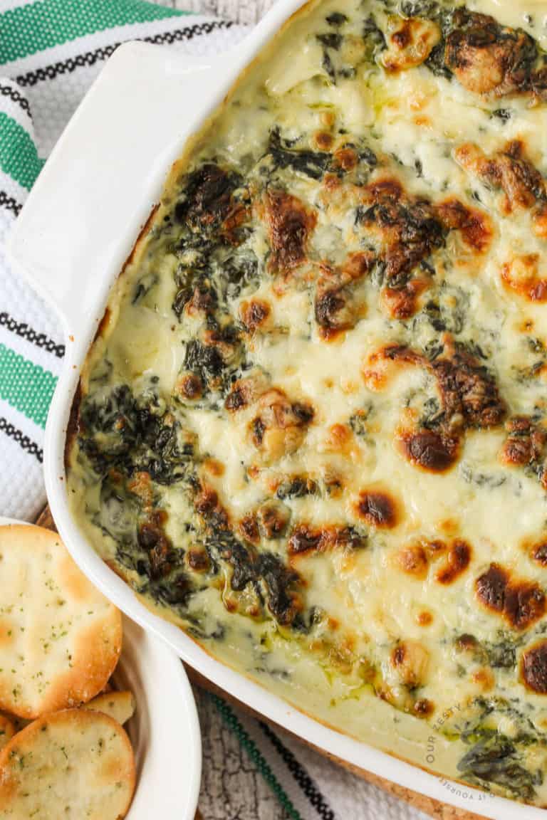 Hot Spinach Dip [The Ultimate Appetizer!] - Our Zesty Life