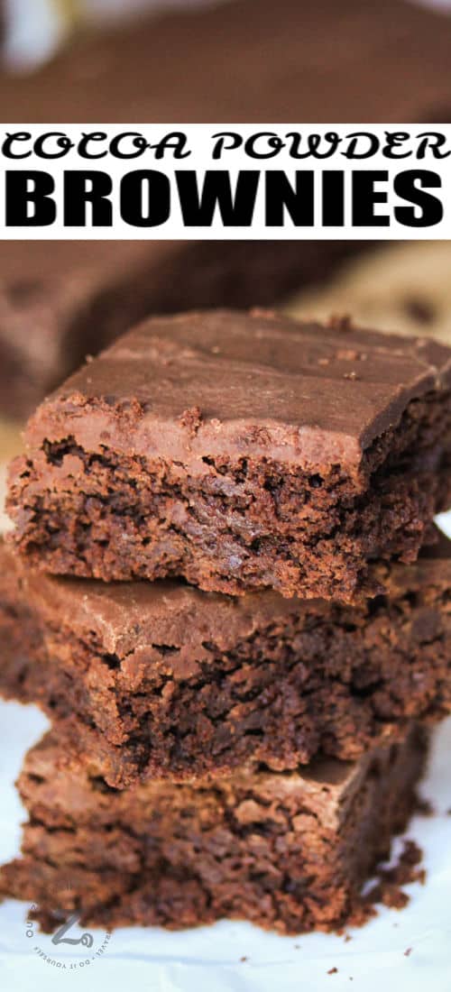 Cocoa Powder Brownies with a title
