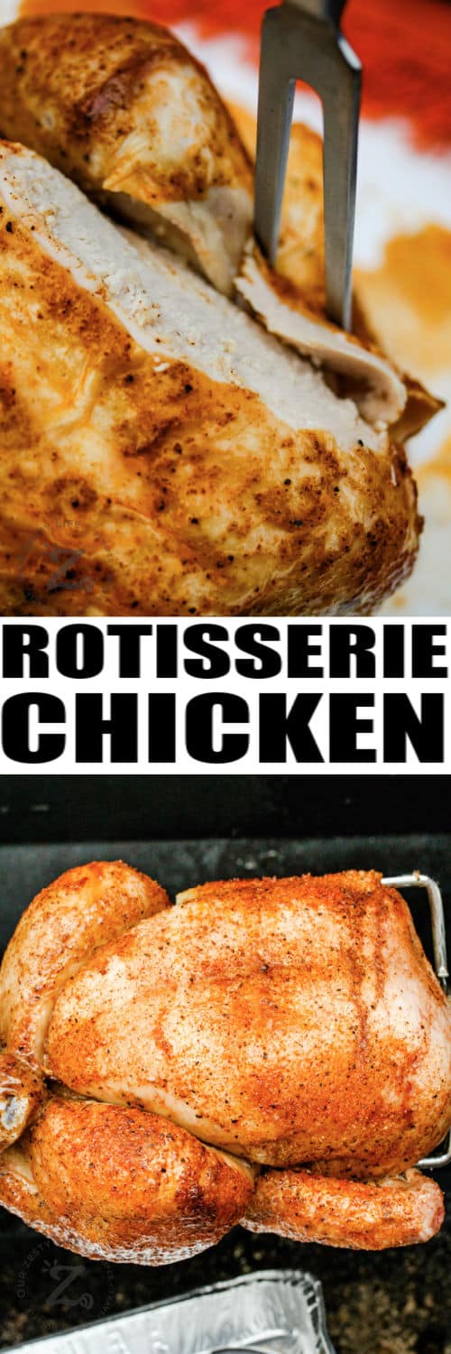 Rotisserie Chicken in the oven and cooked with a title
