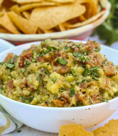 Smoked Tomato Guacamole with chips