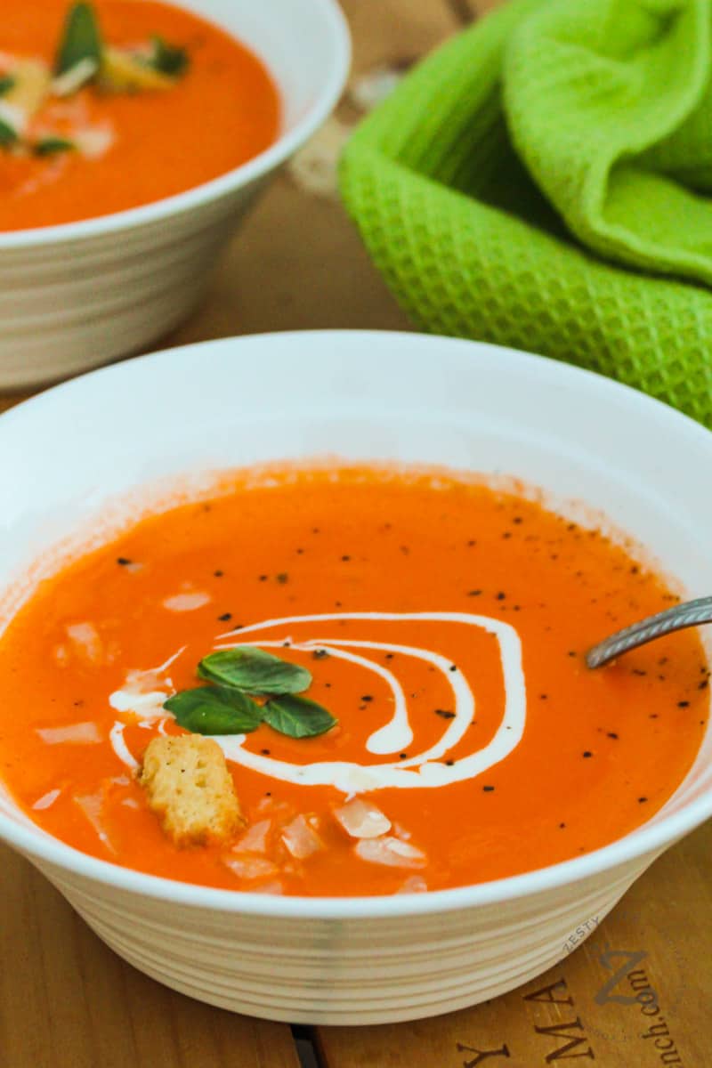 two bowls of Creamy Tomato Soup