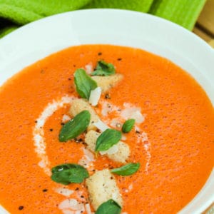 Creamy Tomato Soup with croutons