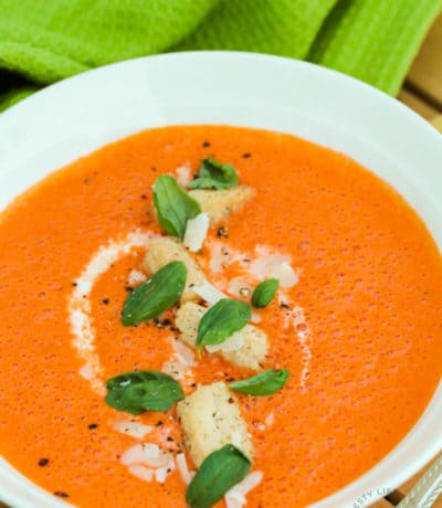 Creamy Tomato Soup with croutons