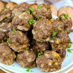 plated close up of Italian Meatballs