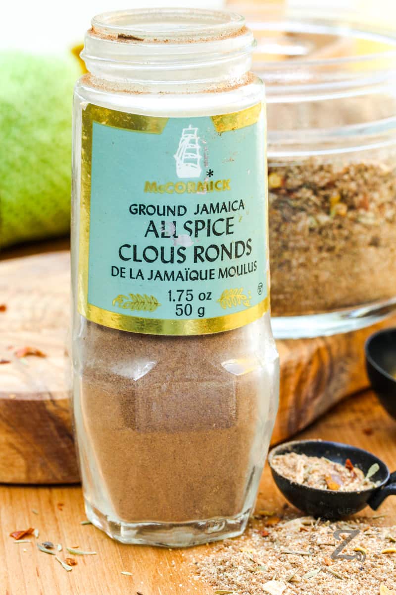 all spice with Jerk Seasoning Recipe in the back