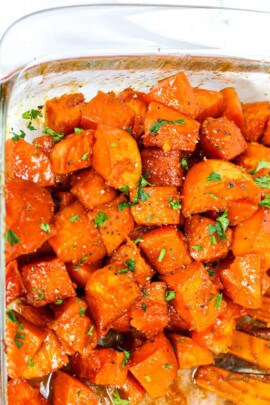 close up of Glazed Sweet Potatoes