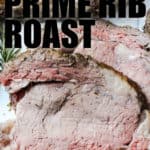 Prime Rib Roast on a table with writing