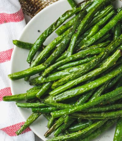 top view of plated Air Fryer Green Beans