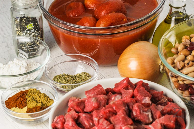 ingredients to make Chili with Stew Meat