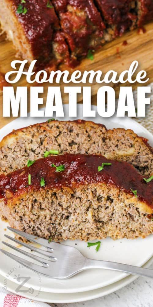 plated Homemade Meatloaf with writing