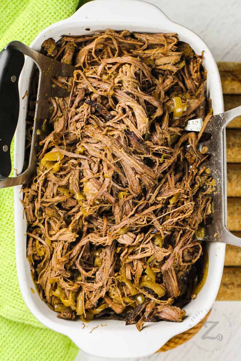 Beef Brisket Slow Cooker Recipe cooked in a dish