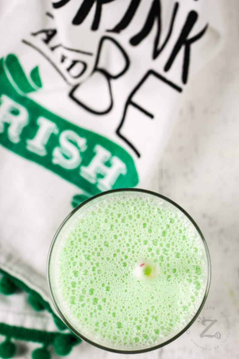 top view of Copycat Shamrock Shake with a napkin