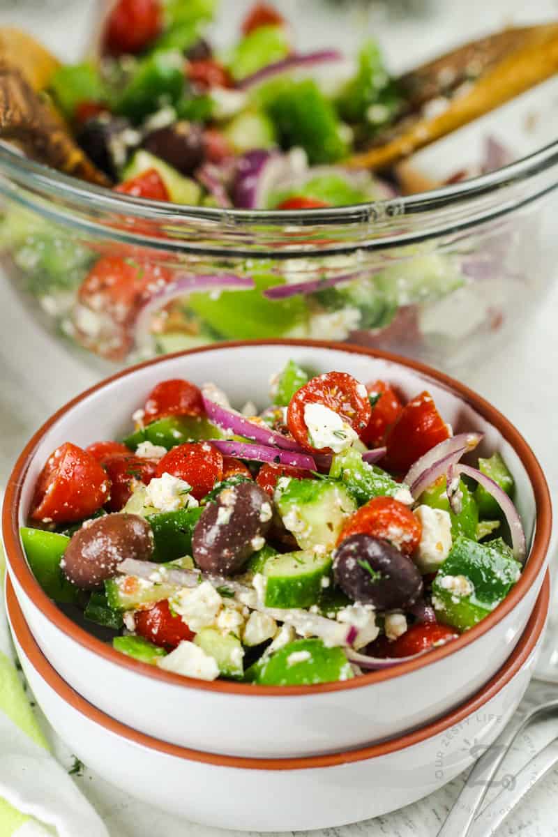 Greek Salad in a decorative bowl