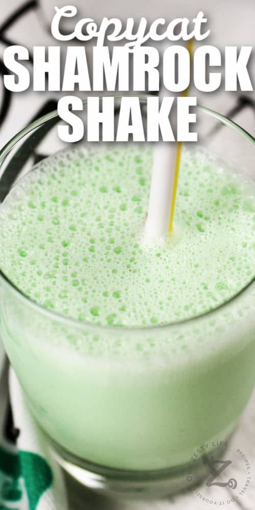 close up of Copycat Shamrock Shake with a title