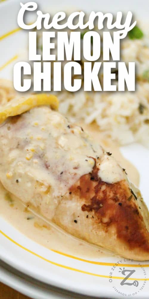 plated Creamy Lemon Chicken with a title