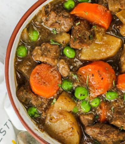 close up of top view of Beef Stew