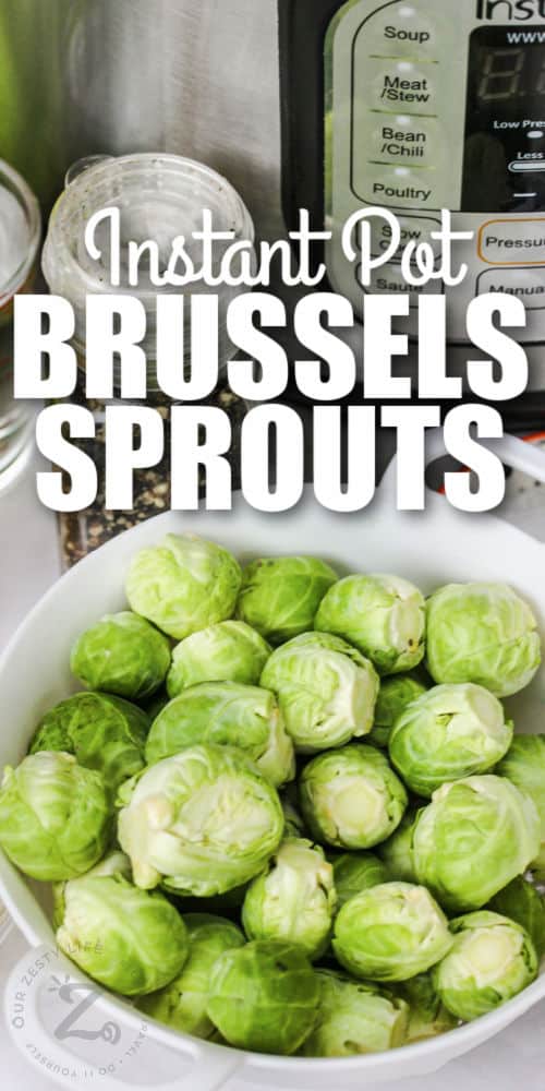 ingredients to make Instant Pot Brussels with a title
