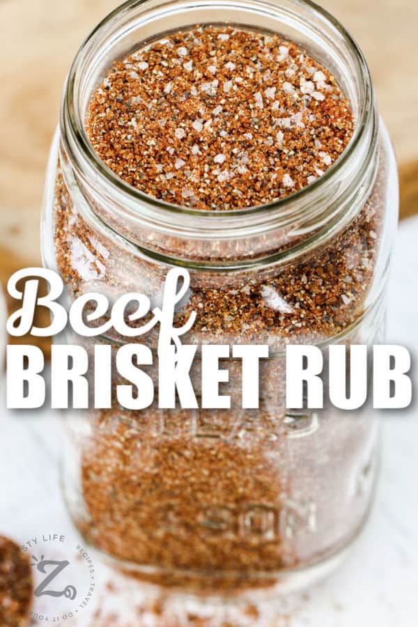 Best Beef Brisket Rub in a jar with writing