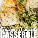 plated Chicken Broccoli Bake with a title