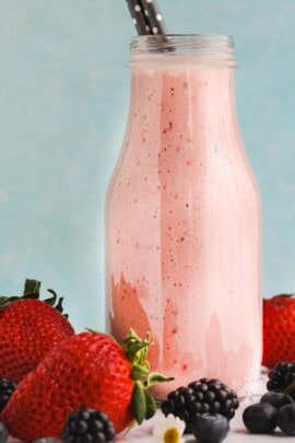 close up of jar of Triple Berry Smoothie