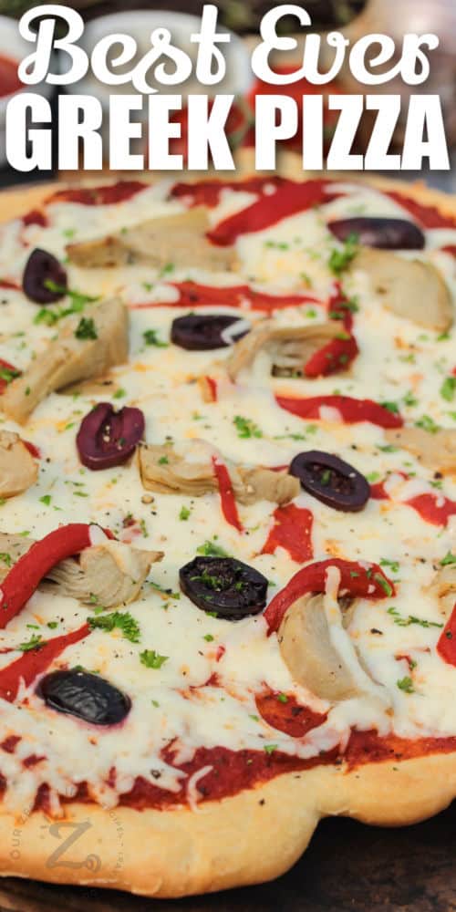 Greek Pizza with a title