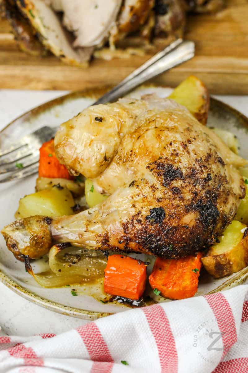 plated Roast Chicken and Vegetables