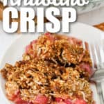 plated Rhubarb Crisp with a title