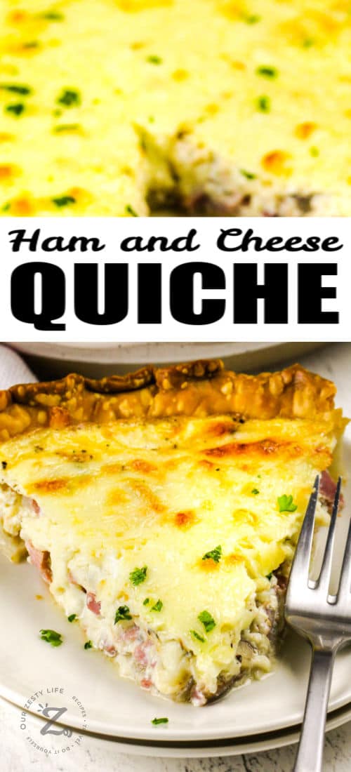 plated Quiche with Ham with a title